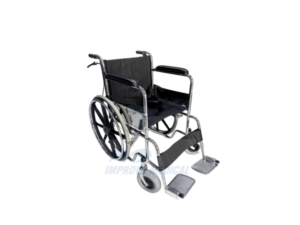 Silla De Rueda Lisa Lona Negra Doble Freno